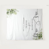 Groene Mr Mrs Script Bruiloft Foto Achtergrond Wandkleed (Voorkant (horizontaal))