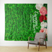 Groene Muin Tuin Bloemrijke Bruidsdouche Achtergro Wandkleed (In Situ (horizontaal))