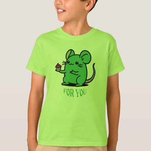 Groene Muis Cupcake Voor Jou T-shirt (Voorkant)