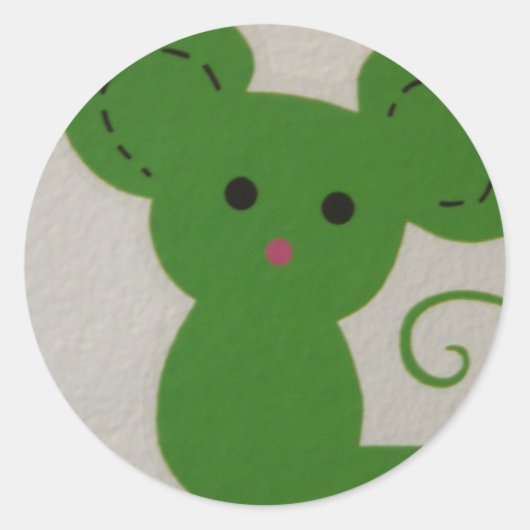 groene muis ronde sticker (Voorkant)