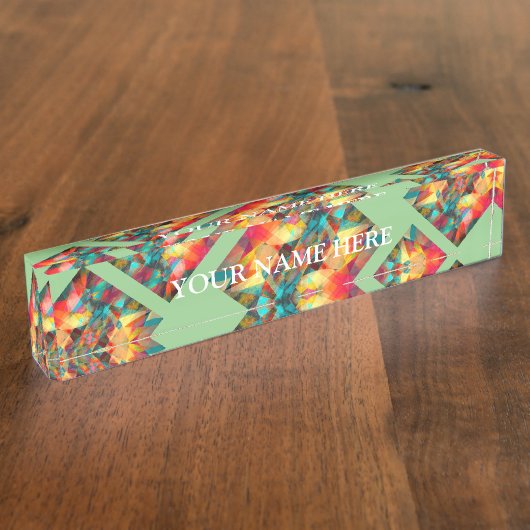 Groene multi-kaleidoscoop Desk Name bord Naambordje (Zijkant)