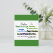 Groene Multi-vakantiegroeten Feestdagenkaart (Staand voorkant)