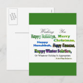 Groene Multi-vakantiegroeten Feestdagenkaart (Voorkant / Achterkant)