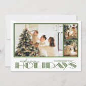 Groene Multiple Photo Happy Feestdagenkaart (Voorkant)