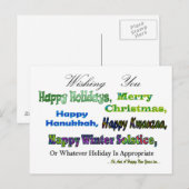 Groene Multivakantiegroeten Feestdagenkaart (Voorkant / Achterkant)