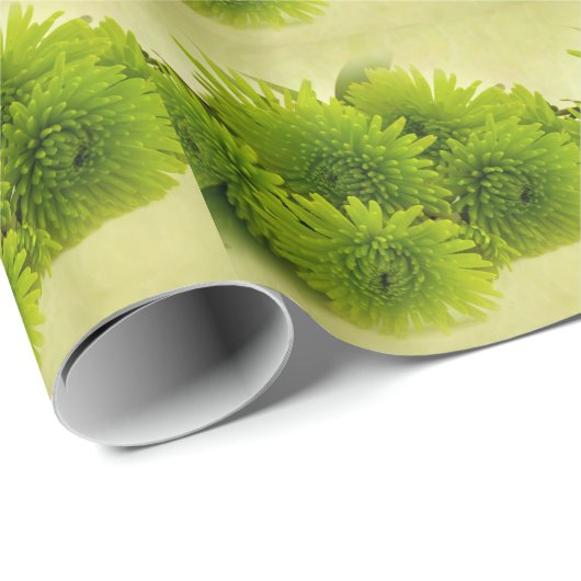 Groene Mums Cadeaupapier (Rol Hoek)
