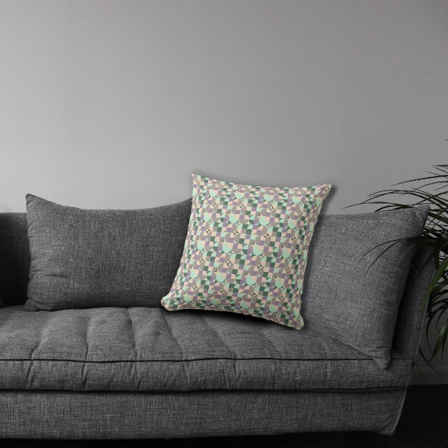 Groene munt beige abstract geometrisch patroon kussen (Creator heeft geüpload)