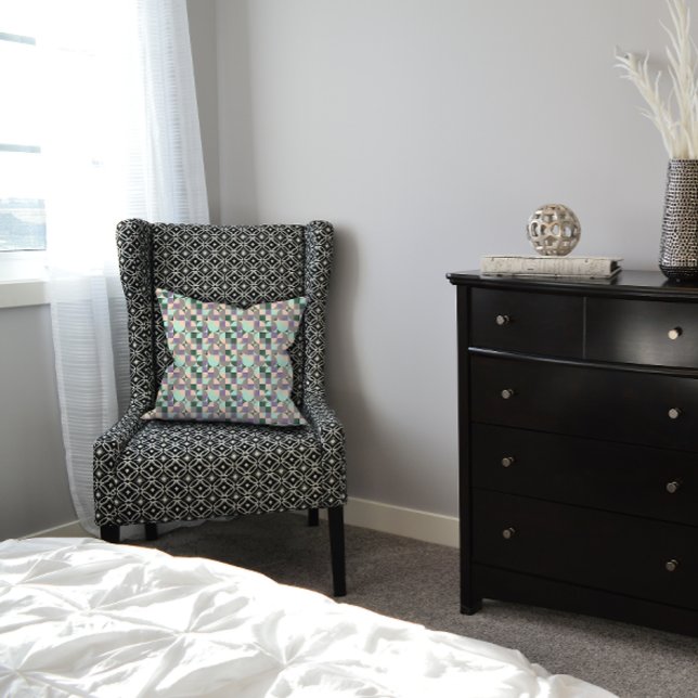 Groene munt beige abstract geometrisch patroon kussen (Creator heeft geüpload)