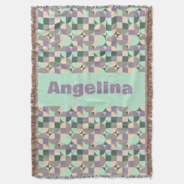 Groene munt beige abstracte geometrische patroonna deken