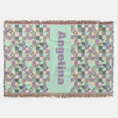 Groene munt beige abstracte geometrische patroonna deken (Voorkant)