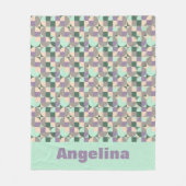 Groene munt beige abstracte geometrische patroonna fleece deken (Voorkant)