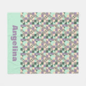 Groene munt beige abstracte geometrische patroonna fleece deken (Voorkant (Horizontaal))