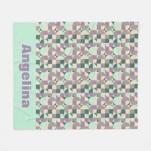 Groene munt beige abstracte geometrische patroonna fleece deken (Voorkant (Horizontaal))