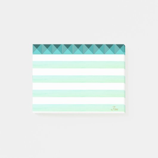 Groene Munt Piramide Vormen & Strepen Post-it® Notes (Voorkant)