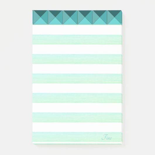 Groene Munt Piramide Vormen & Strepen Post-it® Notes (Voorkant)