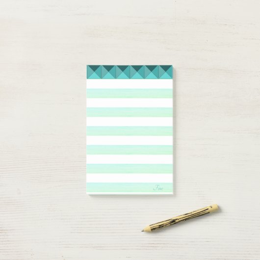 Groene Munt Pyramide Shapes & Stripes Post-it® Notes (Op bureau)