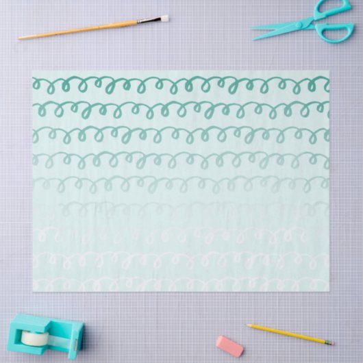 Groene Munt Squiggle Ombre Tissuepapier (Craft)