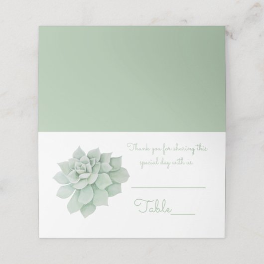 Groene Munt Succulent Cactus Waterverf bruiloft Plaatskaartje (Buitenkant ongevouwen)