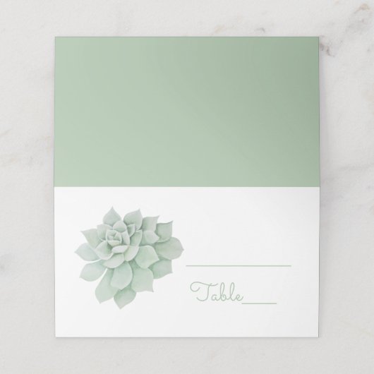 Groene Munt Succulent Cactus Waterverf bruiloft Plaatskaartje (Buitenkant ongevouwen)