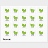 Groene muntblaadjes tekening op maat vierkante sticker (Vel)