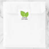 Groene muntblaadjes tekening op maat vierkante sticker (Tas)