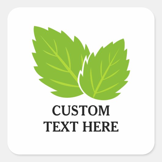 Groene muntblaadjes tekening op maat vierkante sticker (Voorkant)