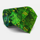 Groene Musical Abstracte Print stropdas (Opgerold)