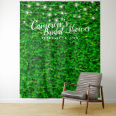 Groene Muur Twinkelende Lichten Bruidsfeest Achter Wandkleed (In situ)