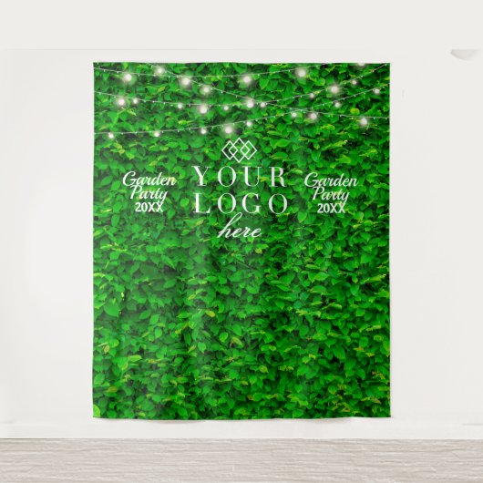 Groene muur Twinkelende lichten Feest Achtergrond Wandkleed (Voorkant)