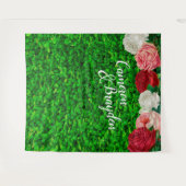 Groene muurtuin bloem bruiloftsfeest achtergrond wandkleed (Voorkant (horizontaal))