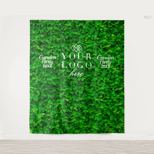 Groene Muurtuin Maatwerk Logo Feest Achtergrond Wandkleed (Voorkant)