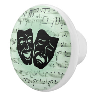 Groene muziek en theater Griekse maskers Keramische Knop