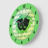 Groene muziek- en theatermaskers grote klok (Hoek)