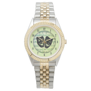 Groene muziek- en theatermaskers horloge