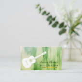 Groene muziekdocent gitaarspeler, instrument visitekaartje (Staand voorkant)