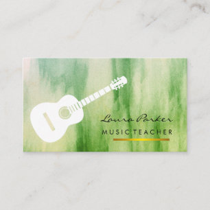 Groene muziekdocent gitaarspeler, instrument visitekaartje