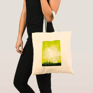 Groene Muziekfestival Silhouetconcertpubliek Tote Bag
