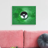 Groene muziekluidspreker en gesplatterde verf canvas afdruk (Insitu (Woonkamer))