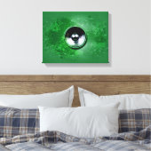 Groene muziekluidspreker en gesplatterde verf canvas afdruk (Insitu (Slaapkamer))