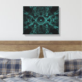 Groene muziekluidspreker op een donkere achtergron canvas afdruk (Insitu (Slaapkamer))