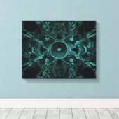Groene muziekluidspreker op een donkere achtergron canvas afdruk (Insitu (Houten vloer))