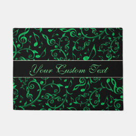 Groene Muzieknoten Floral Pattern Doormat Deurmat