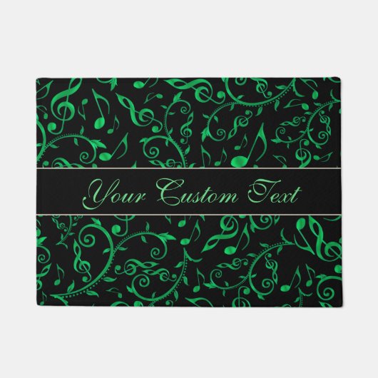 Groene Muzieknoten Floral Pattern Doormat Deurmat (Voorkant)