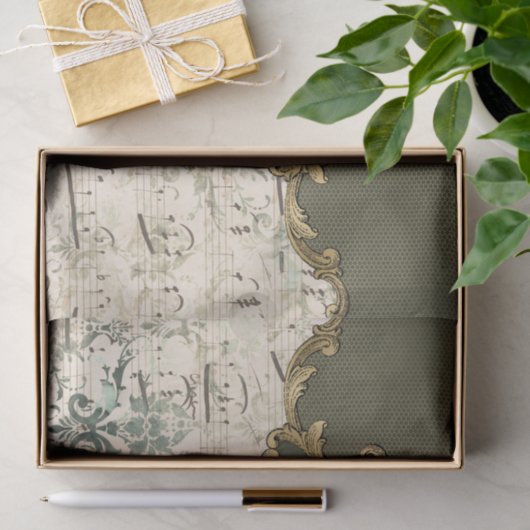 groene Muzieknoten ontkoppeling Tissuepapier (Geschenk)