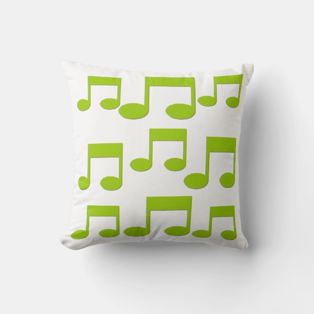 Groene Muzieknoten Thema Pillow Cushion Kussen (Voorkant)
