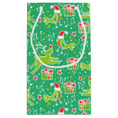 Groene muzikale vogel & rendier Kerstcadeauzakken Klein Cadeauzakje (Achterkant)