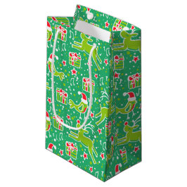 Groene muzikale vogel & rendier Kerstcadeauzakken Klein Cadeauzakje