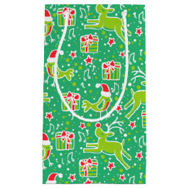 Groene muzikale vogel & rendier Kerstcadeauzakken Klein Cadeauzakje