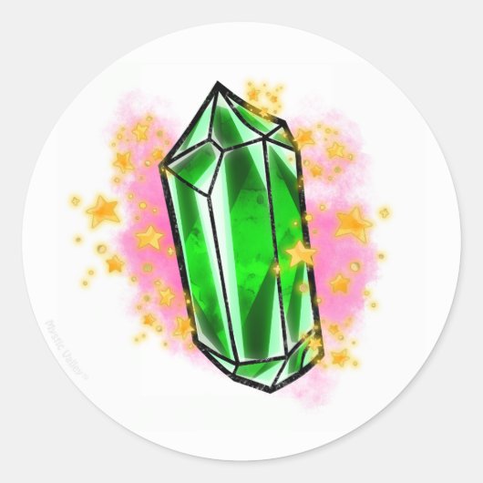 Groene mystieke stralende edelsteen sticker (Voorkant)