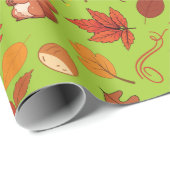 Groene Naadloze Paddestoelen en Bladeren Inpakpapi Cadeaupapier (Rol Hoek)